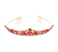 ARTIBETTER Alloy Bridal Tiara Crown Headband with Red Rhinestones for Wedding Bride Hair Accessory, Glamorous Women’s Wedding Headpiece for Formal and Festive Occasions