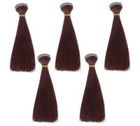 Artibetter American Dolls 5 Pcs Doll Making Wig Heat Resistant Straight Hair Handcraft Hair Weft Extensions for DIY BJD//The/Doll Craft (Red Brown 15cm) Hair Extensions
