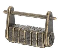 Artibetter Antique Small Copper Combination Lock Vintage Five-Wheel Password Lock Chinese Ancient Style for Cabinet and Home Use