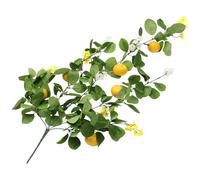 Artibetter Artificial Lemon Branch Garland 5-tip Faux Hanging Lemon Stem with Green Leaves Wall Decor for Home Indoor Living Room Kitchen Decoration