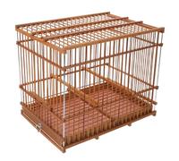 ARTIBETTER Bamboo Bird Cage Small Rectangular Portable Birdcage for Small Parrots and Finches with Carry Handle Carbonized Purple 30X20X24Cm Suitable for Travel and Home Use