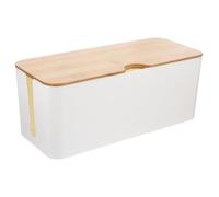 Artibetter Bamboo Cable Management Box with Lid Organizer for Wires and Cables Elegant Design for Storage Durable and Easy to Clean
