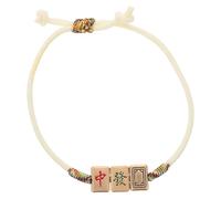 Artibetter Beige Mahjong Charm Braided Rope Bracelet for Women with Colored Gold Wire, Milanese Rope Material, Versatile Design Retaining Colour and Luster, for Casual and Formal Settings