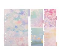 Artibetter Binder Divider for Ring Binders - 5 Sheets Detachable Binder Tabs for Organizing Notebooks and Easy Access for Presentations Cherry Blossom Starry Sky