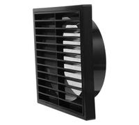 Artibetter Black Plastic Louvered Vent Cover with Built-in Screen, 6 Inch Square Flat Exhaust Air Register, Waterproof and Deformation, for Garage and Dryer Use in Urban and Countryside