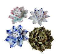 Artibetter Blue Ceramic Lotus Table Ornament Handmade Home Decoration Suitable Size for Display on Your Bookshelf Simple and Fashionable Lotus Flower Accent