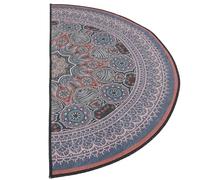 Artibetter Bohemian Half round Bath Rug Polyester Brown Decorative Mat | Dust-resistant, Water Splash Control, for Bathroom Shower Exit, Wood and Tile Floors, Apartment Decor