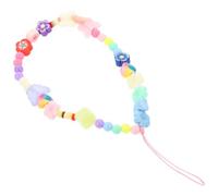 Artibetter Bohemian Polymer Clay Phone Lanyard Wrist Strap Beaded Daisy and Butterfly Charms, Decorative and Hands-free Phone Strap for School and Office Use Random Color