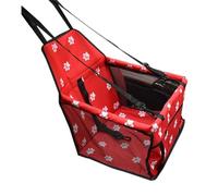 Artibetter Breathable Mesh Pet Car Seat Bag with Front Zipper Storage and Adjustable Safety Leash, Red Polyester Oxford Fabric, Straps for for Dogs and Cats for Puppy Travel
