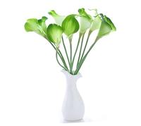 Artibetter Bridal Wedding 10pcs Real Touch Lily Artificial Flower Wedding Bouquets Yellow Decor Green Decor Artificial Green Home Decor Wedding Decor Bridesmaid Emulsion The Flowers