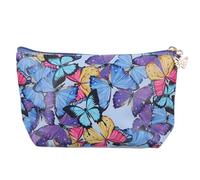 Artibetter Butterfly Makeup Bag Large Capacity Cosmetic Storage Pouch with Fabric Material and Smooth Finish, Portable Travel Makeup Bag for Business Trip and Bathroom Organisation