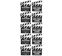 Artibetter Cartoon Movie Clapperboard Brooch Pins Set 10pcs Black Lightweight Alloy Material, Compact Design, for Film Festivals and Cinema-themed Parties Accessories