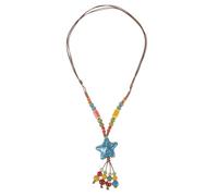 Artibetter Ceramic Beads Star Charm Long Y Necklace Retro Boho Necklace Boho Vintage Ceramic Lightweight Statement Accessory Women Casual Occasions Travel Summer