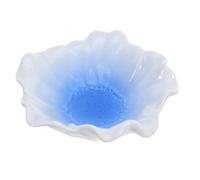 ARTIBETTER Ceramic Gradient Flower Jewelry Dish Tray in Blue, Trinket Valet Tray for Rings Bracelets Necklaces, Decorative Organizer for Bedroom and Home Storage