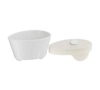 Artibetter Ceramic Steamer Basket Intelligent Control Cooking Steaming Rack and Dumplings for Rice Cooker with Fan Shaped Silicone Tray Multipurpose White Steaming Pot for Kitchen Use