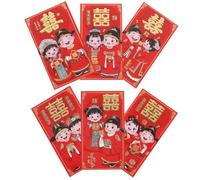 Artibetter Chinese Red Envelopes 6pcs with Large Capacity Paper Material, Spacious Interior and Elegant Design for Weddings and Celebratory Occasions for Money