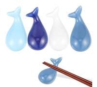 Artibetter Chopstick Holders and Kitchen Accessory Ceramic Whale Shape 4pcs Smooth for Holding Chopsticks, Elegant Dining Table Decor