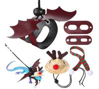 Artibetter Christmas Pet Costume for Lizards and Bearded Dragons with Wool Hat, Green Scarf, and Red Leash in S/m/l Sizes, for Outdoor Adventures and Festive Dress-up