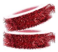 Artibetter Christmas Tinsel Garland Ribbon with Wire, 2pcs Metal Thread Decorative Ribbon for Xmas Tree, Festival Hanging Decoration, Neutral Colour, for Holiday Party and Home Decor