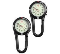 Artibetter Clip-on Quartz Watch and Stainless Steel Material 2pcs with Fluorescent Dial Suitable for People Who Love Mountaineering, Clip Watch for Backpack or Belt Loop Use
