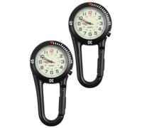 Artibetter Clip-on Quartz Watch Stainless Steel Sturdy Material 2pcs with Fluorescent Dial and Night Time Visibility for Backpack and Outdoor Belt Use for People Who Love Mountaineering