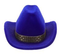 Artibetter Cowboy Hat Jewelry Box Blue Decorative Rings Box with Flocking Material for Earrings and Necklaces, Western Style Display Case for Dressing Table Storage and Excellent Protection