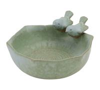 Artibetter Creative Ceramic Bird Feeder Pot for Garden and Yards Easy to Clean Multi-function Bird Basin in Green and Succulent Flowers