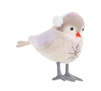 ARTIBETTER Creative Christmas Bird Ornament Beige Earmuff Style Seasonal Scene Decor for Home Holiday Display Unique Handmade Figurine Photo Prop Gift