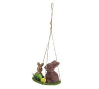 Artibetter Creative Hanging Basket Rabbit Decoration Foam Flocked Bunny Figurine for Indoor Outdoor Garden Tabletop Ornament with Smooth Texture and Material