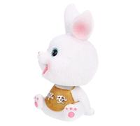 Artibetter Creative Resin Craft Bunny Desktop Ornament with Head Shaking Feature, Elegant Rabbit Figurine for Home and Office Decor, Cute Resin Bunny Adornment Gift