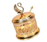 Artibetter Creative Swan Shape Spice Storage Box with Spoon and Lid, Made of Glass and Stainless Steel, Featuring Good Sealing and Easy to Use Design for Kitchen and Dining