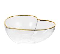 Artibetter Creative Transparent Glass Love Shape Bowl with Gold Rim Heart-Shaped Large Salad and Dessert Serving Bowl for Indoor Outdoor Use Stackable Stylish Fruit and Snack Dish