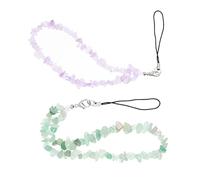 Artibetter Crystal Gem Phone Lanyard 2 Pack Lightweight Mobile Phone Chain with Natural Gemstone Beads for Decoration and Anti-Lost Wrist Strap