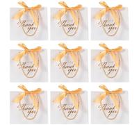 Artibetter Delicate Paper Candy Packaging Boxes White 12pcs Wedding Favor Bags with Handle and Ribbon Elegant Bags for Wedding Party or Banquet Treats for Small Treats