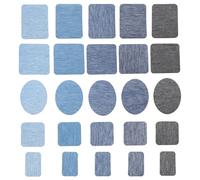 Artibetter Denim Clothes Patches Set Adhesive Backing for Easy Use, Rectangular and Circular Shapes, for Jeans Repair and Festival Decoration, 25 Pieces in Blue