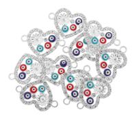 Artibetter DIY Jewelry Making Accessories Alloy Charms Silver 10pcs Evil Eye Heart Shaped Symbolizing Love and Protection, Unique Elegant Design for Bracelets and Necklaces for Craft