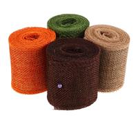 Artibetter DIY Linen Ribbon Rolls 3 Meters Length Each 4 Rolls Imitation Linen Material, 6cm Width for Wrapping and Crafts for Christmas and Wedding Decorative Projects