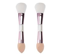 Artibetter Dual Ended Makeup Brush Set 2Pcs with Soft Blusher and Beauty Sponge for Amateur Artists and-The-Go Application