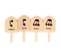 ARTIBETTER Educational Wooden Dreidels 4Pcs for Hanukkah with Handheld Design Relaxation for Boys Family Holiday Activity