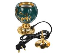 Artibetter Electric Ceramic Incense Burner Plug-in with Vintage Arabic Style, Safer Than Normal Burners, Green Ceramic and Iron Material, for Living Room and Table Centrepiece Decoration
