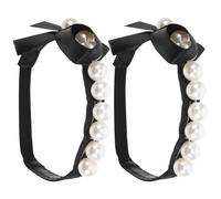 Artibetter Elegant Women Shoe Strap for High Heels with Artificial Pearl Beads, Practical Anti-loose Replacement Shoe Straps in Black Pu and Hardware Material, for Formal Occasions and Day