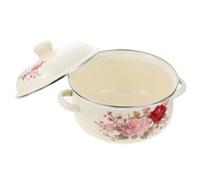 Artibetter Enamel Stew Pot with Lid Two Handle Household Soup Pot Portable Stockpot for Kitchen Cooking Even Heating and Withstand High Temperatures