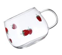 Artibetter Ergonomic Strawberry Glass Mug 350Ml Borosilicate Glass with Handle for Coffee and Milk Drinks in Café and Office