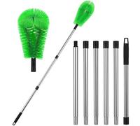ARTIBETTER Extendable Gutter Cleaning Brush Kit with 2 Green Brushes and 6 Telescopic Poles, High Reach Household Gutter and Roof Drainage Cleaning Tool for Outdoor Debris Removal