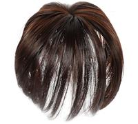 Artibetter Flat Bangs Clip on Head Top Hairpiece Brown Synthetic Fiber Mesh Comfortable Ventilated Stylish Natural Hair Replacement for Celebrity Cosplay