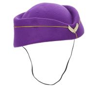 Artibetter Flight Attendant Cosplay Hat Purple Decorative Pillbox Stewardess Uniform Costume Accessory for Women Airline Hostess Performance and Party