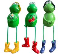 ARTIBETTER Frog Miniature Figurines Home Decor 3pcs Frog Figurines Shelf Sitters with Dangling Legs Frog Statue Ornament Resin Animal Sculpture Decoration Decoraciones para Salas De Casa