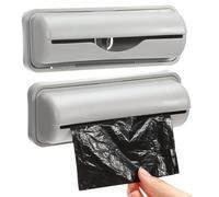 Artibetter Garbage Bag Holder Plastic Wall Mounted Storage Box with Hooks | Open-top Dispenser, Tool-free Hanging Setup, Neat for Reusable Bags, Small Items, Apartment Use
