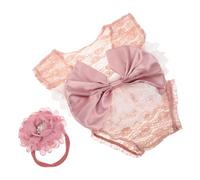 Artibetter Girl Photography Outfit with Cute Bow Lace Romper and Matching Headband Easy Wear Photoshoot Costume for Milestone Events and Precious Keepsake Memories