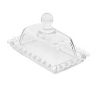 ARTIBETTER Glass Butter Dish with Lid, Mini Pearl Edge Candy Plate, Household Butter Storage Dish for Dessert and Cake Serving,